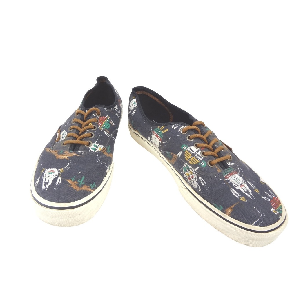 Vans Authentic Sneakers Mens 11 Navy Blue Excellent Desert Skull Cactus Print